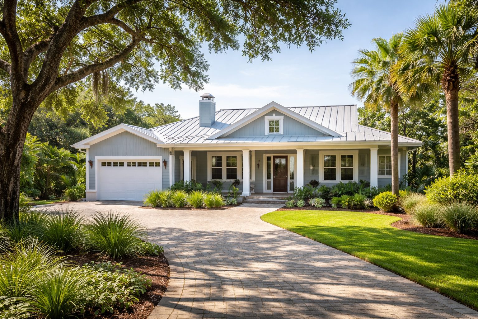 Northwest Florida coastal home exterior in bright daylight representing probate real estate property sale