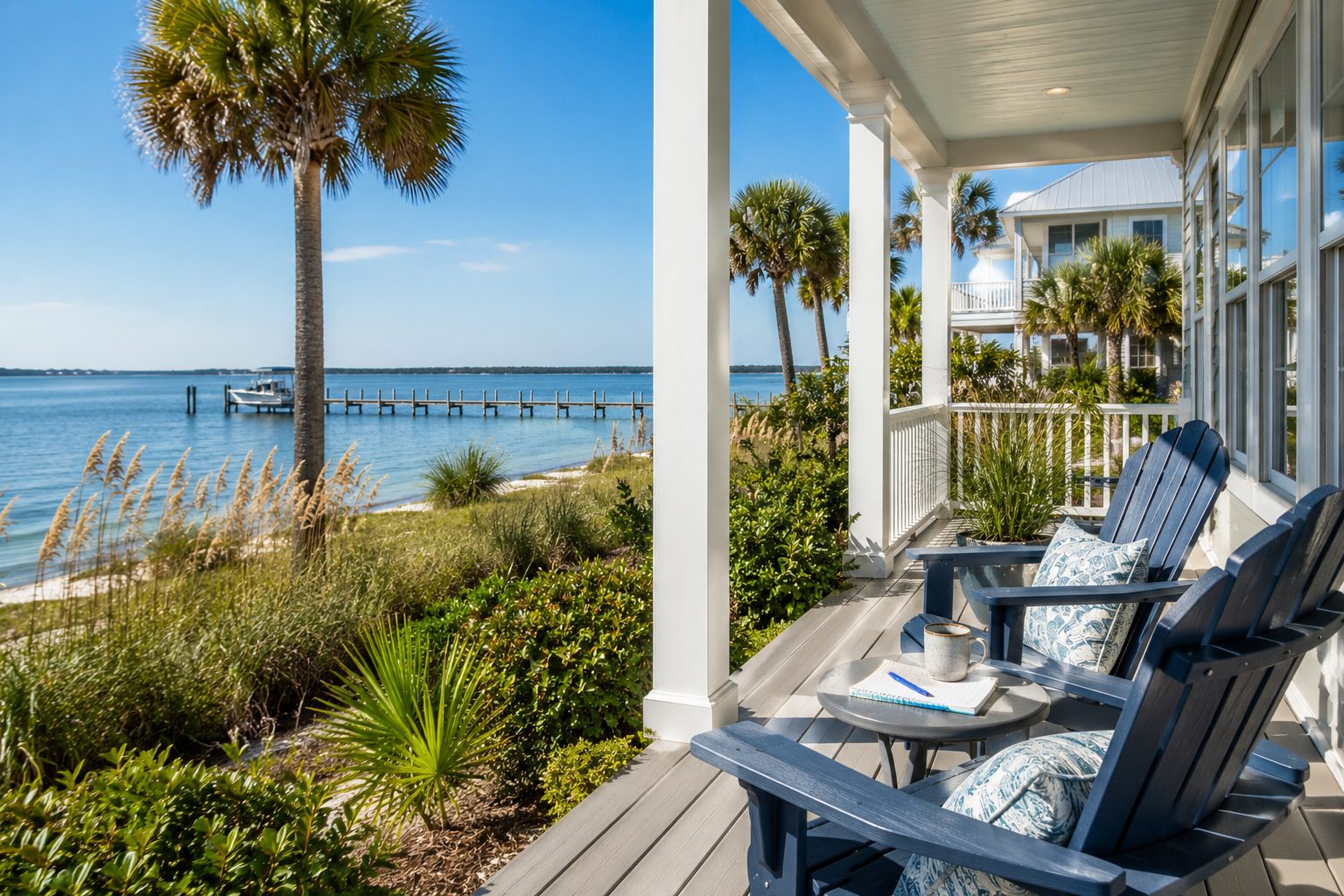 Coastal second home overlooking water on Florida's Emerald Coast