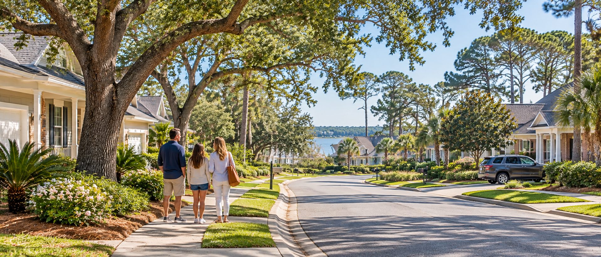 Established Northwest Florida residential neighborhood with mature trees and single-family homes